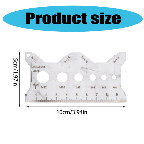 Double Language Thread Pitches Measuring Ruler Fit for-1 2