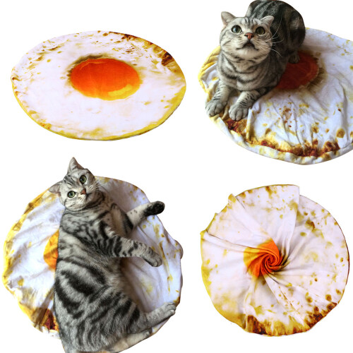 Raindrops Fried Egg Design Pet Blanket Soft Fun For Cat Beds