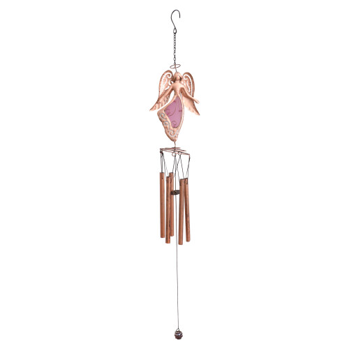1Stk Windglocke Eisen Anhänger in Rosa 1