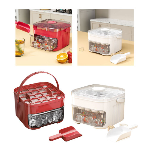 Push Button Ice Tray System With Odor Resistant Storage-White 2