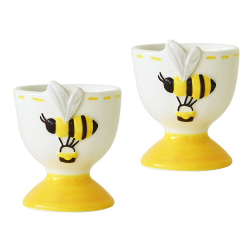 2Pcs Creative Embossed Insect Design Ceramic Eggs Cup-A