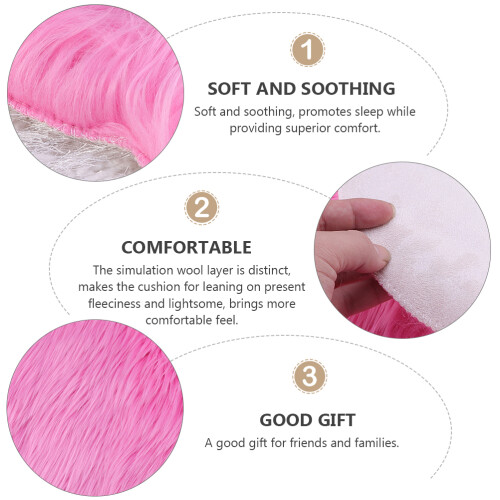 1Pc Soft Pink Heart-Shaped Carpet Plush Imitation Wool Decorative Rug 2
