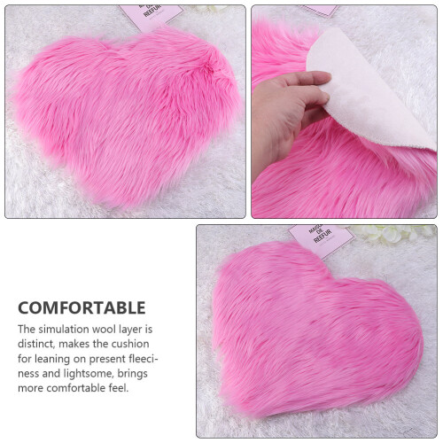 1Pc Soft Pink Heart-Shaped Carpet Plush Imitation Wool Decorative Rug 1