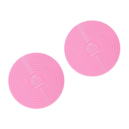 2Pcs Nonslip Silicone Dough Mat For Bread Pizza Baking-Pink
