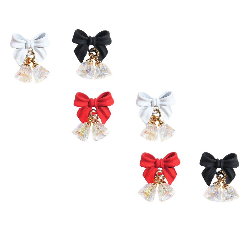 Ohphcall 6Pcs Unique Bow Nail Art Charms Alloy Fingernail Diy Decor Colors