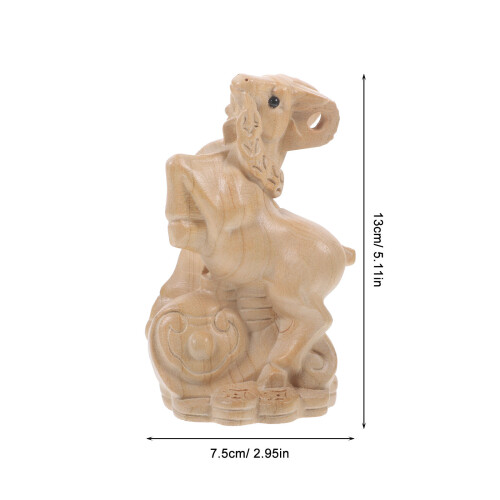 Carving Zodiac Sheep Statue Holz Tierfigur 2