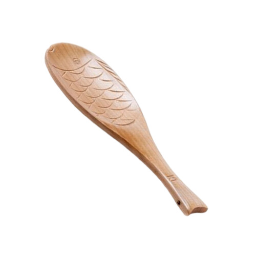 Capricious Fish Design Wooden Scoops Long Handle Kitchen-B