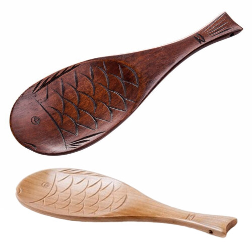 Capricious Fish Design Wooden Scoops Long Handle Kitchen-B 1