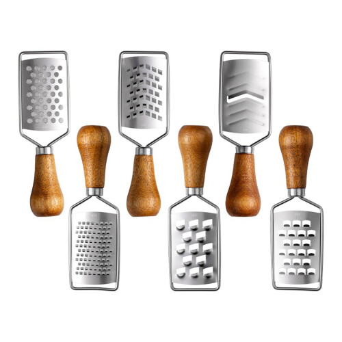 Space Saving Cheese Grater Steel Blade And Smooth Wood Handle-4 1