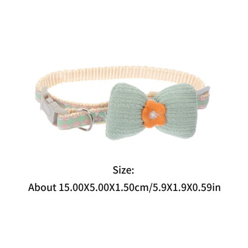 2Pcs Green Dog Collar with Bow Tie Adjustable Polyester Pet Accessory 1