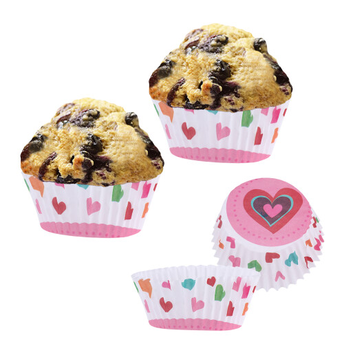 100 stuks hartvormige cupcake papiervormpjes met PE-coating 2