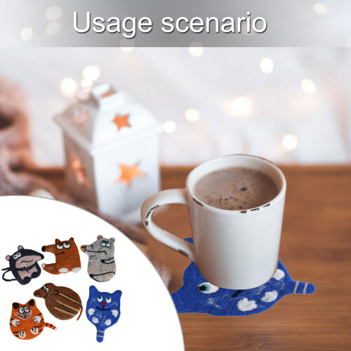 Cute Animal Print Coaster Premium Felt Table Protectors For-2 2