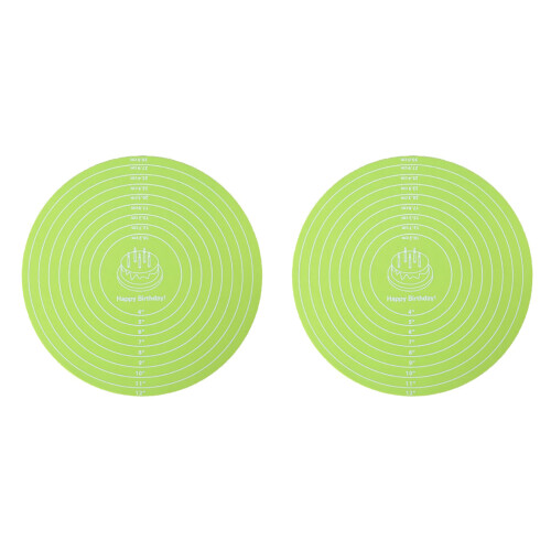 2Pcs Nonslip Silicone Dough Mat For Bread Pizza Baking-Green