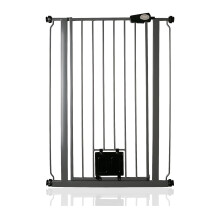 (Gris grafito, 68.5cm - 75cm) Bettacare Puerta Extra Alta para Mascotas con Trampilla Bloqueable para Gatos