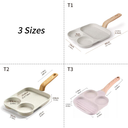 Multipurpose Breakfast Cookware Quick Heating 3 Section-Style 1 2