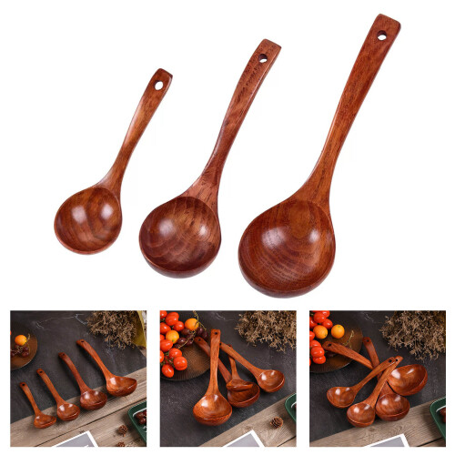 Japanese Style Solid Wood Soup Ladles With Curving Handle-XL 2