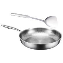 Titaniums Flat Bottom Fry Pan Ergonomic Handle Oven Safe-30cm