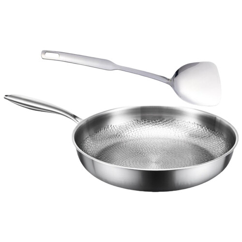 Titaniums Flat Bottom Fry Pan Ergonomic Handle Oven Safe-30cm