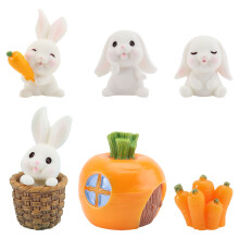 1Set Mini Bunny Serie Resin Figuren Fürs Garten Bunt