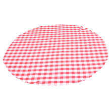 Kariertes Rundes Tischtuch Aus Polyester Rot 1,6 M