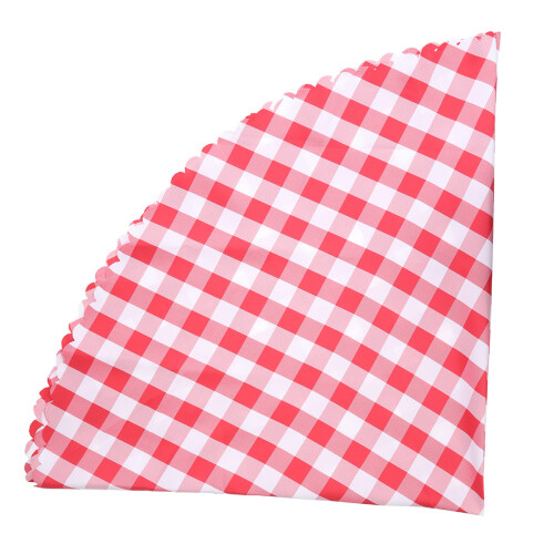Kariertes Rundes Tischtuch Aus Polyester Rot 1,6 M 2