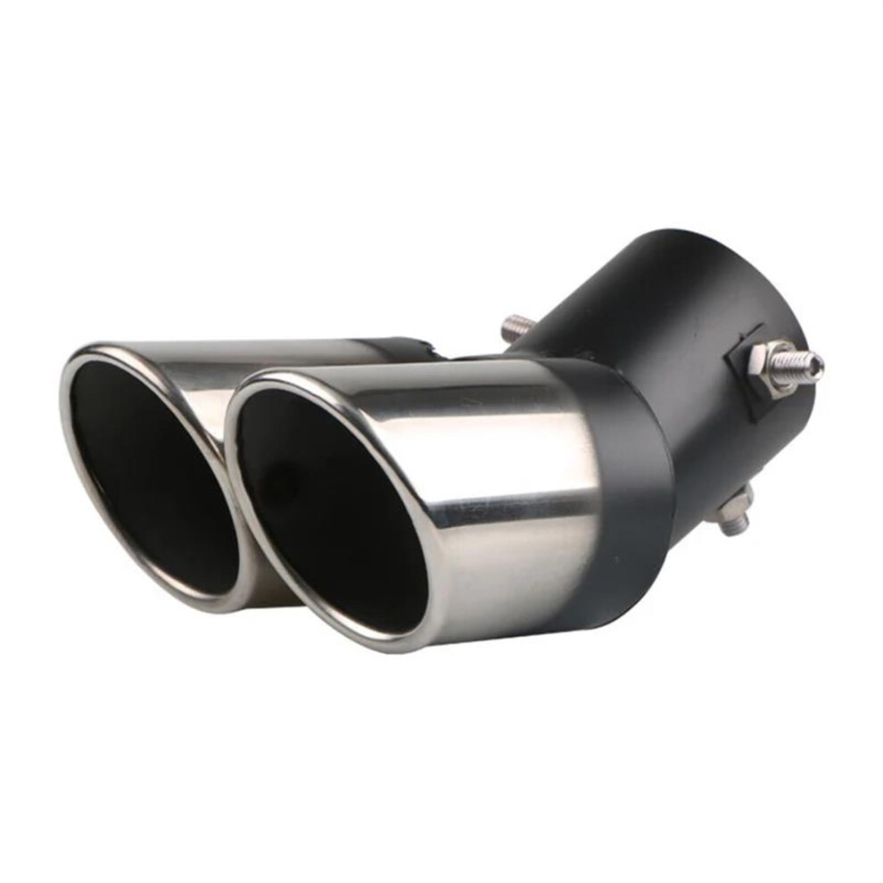Car Exhaust Tip Dual Square Stainless Steel Muffler 1.52.25 Inch Inlet Silvery Curved 9119770031723
