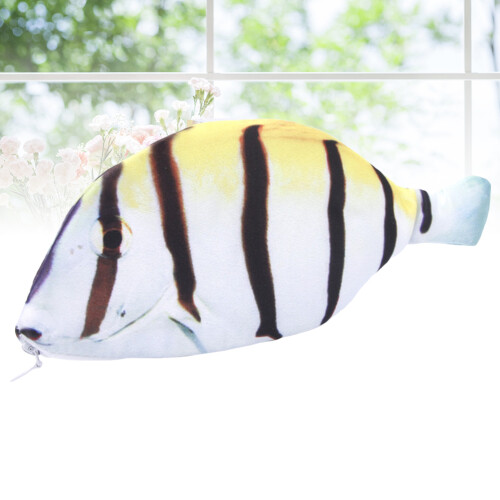 Simulated Fish Shaped Pencil Bag Makeup Coin Purse Striped Pattern 2