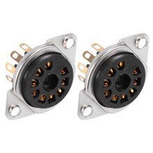 2Stk Gitarren Audio 9-Pin Vergoldete Röhrenhalter Schwarz