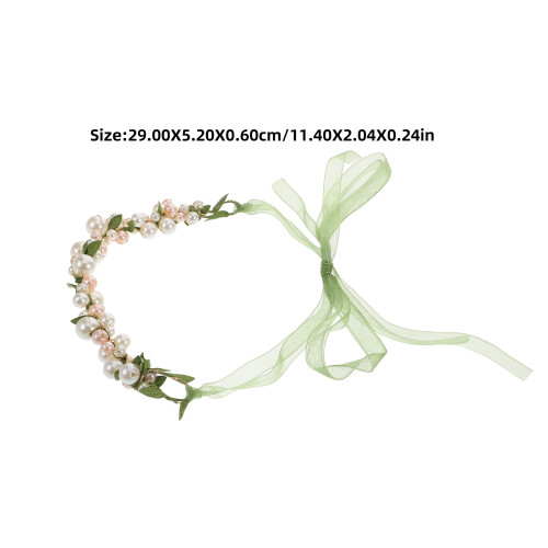Faux Parel Boho Hoofdtooi Met Groene Bladeren 1