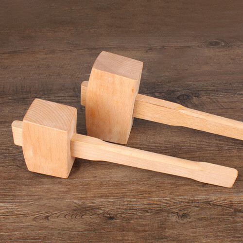 1Pc Durable Handmade Wood Hammer Tool Lightweight Khaki Mallet 2