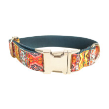 Handgefertigtes Hundehalsband Boho Größe L