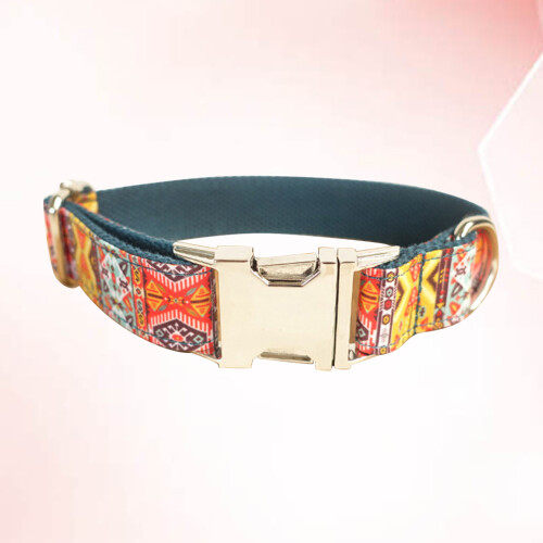 Handgefertigtes Hundehalsband Boho Größe L 1