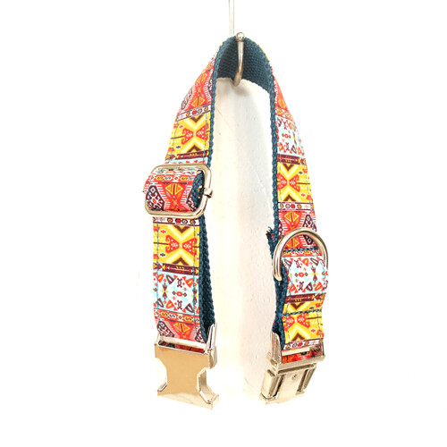 Handgefertigtes Hundehalsband Boho Größe L 2