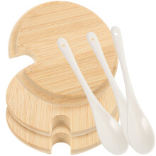 Set Coperchi In Bamboo E Cucchiai In Per Tazze