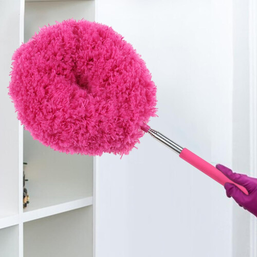 Feathers Duster Telescopic Non Slip Microfiber Wand Adjustable Reach Red Duster Accessory For Ceiling Lights Cabinets 1