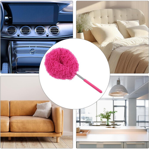 Feathers Duster Telescopic Non Slip Microfiber Wand Adjustable Reach Red Duster Accessory For Ceiling Lights Cabinets 2