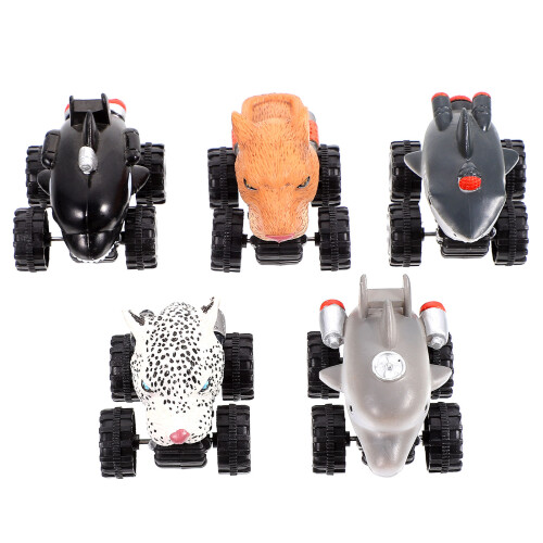 5Pcs Pull Back Car Toy Friction Powered Animal Shape Plaything