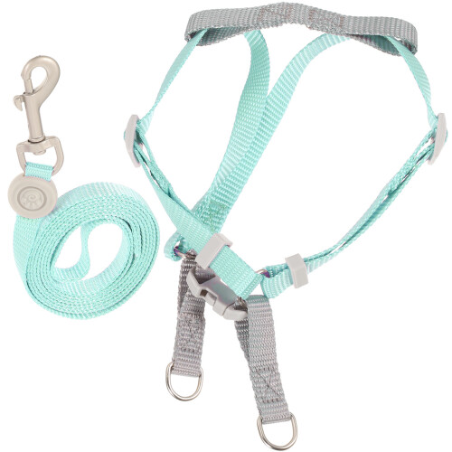 1Set Green Polyester Cat Harness and Leash Kit Escape Proof for Pets