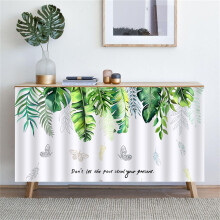 Cabinet Curtain with Velcro Tape, Green Plant Pattern, 100 x 70 cm (1er Pack)
