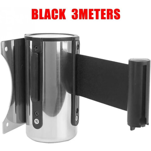 Retractable queue barrier with stable construction for crowd management in various environments (black) 2