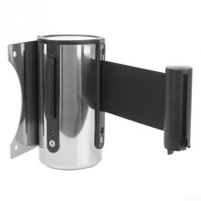 Retractable queue barrier made of stainless steel with nylon straps, effective solution for crowd management in public spaces (black, 3 m) black3m