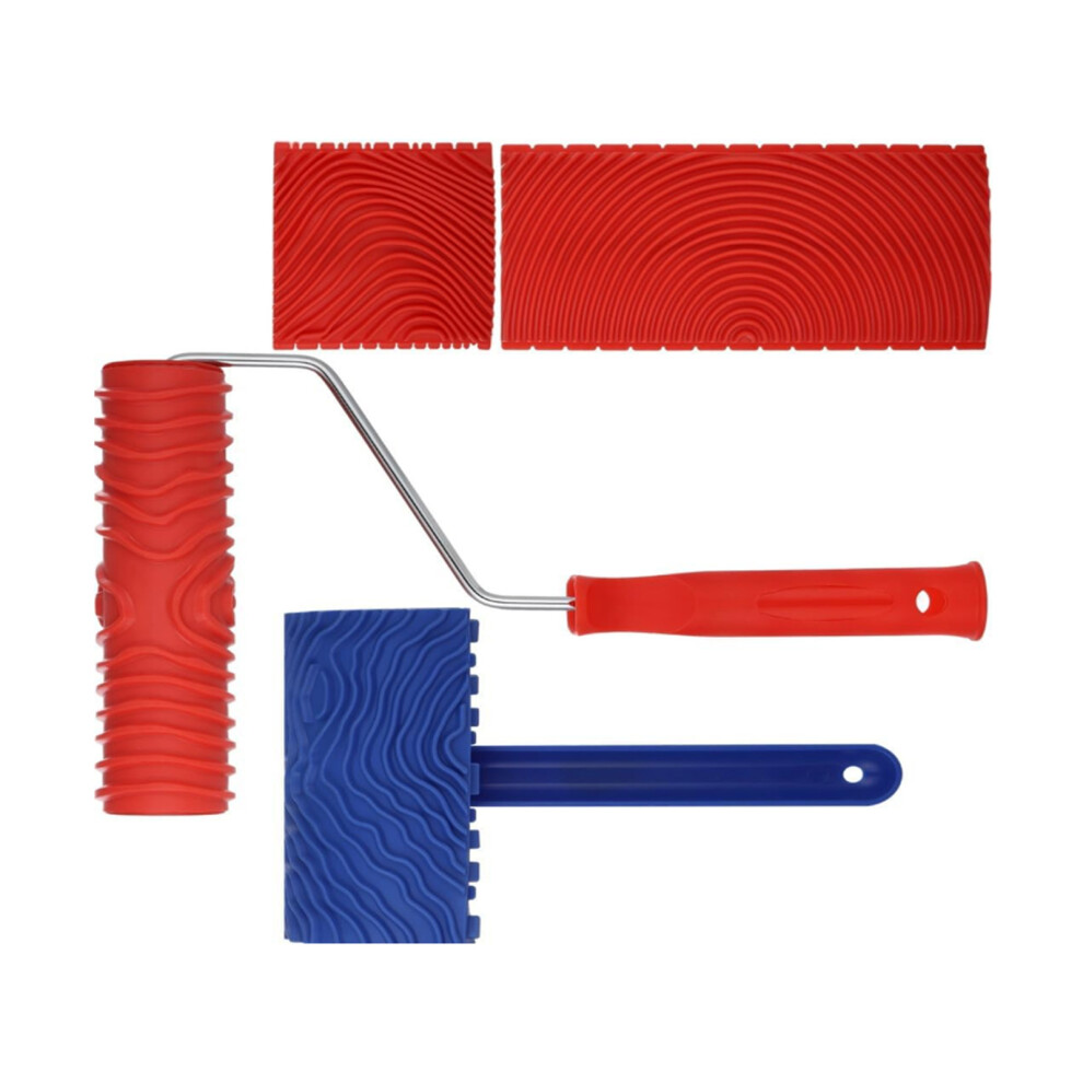 Artistic Wooden Texture Rubber Roller Efficient Paint-Style A 7696000975627