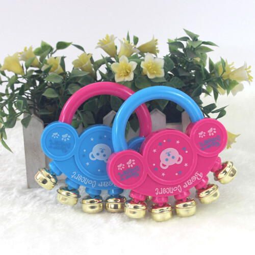 6Pcs Jingle Bells Sleigh Instrument With Plastic Handle Bear Design 1