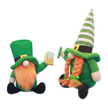 2St St Patricks Day Irish Gnome Plüsch Zwergpuppe Schreibtischfigur