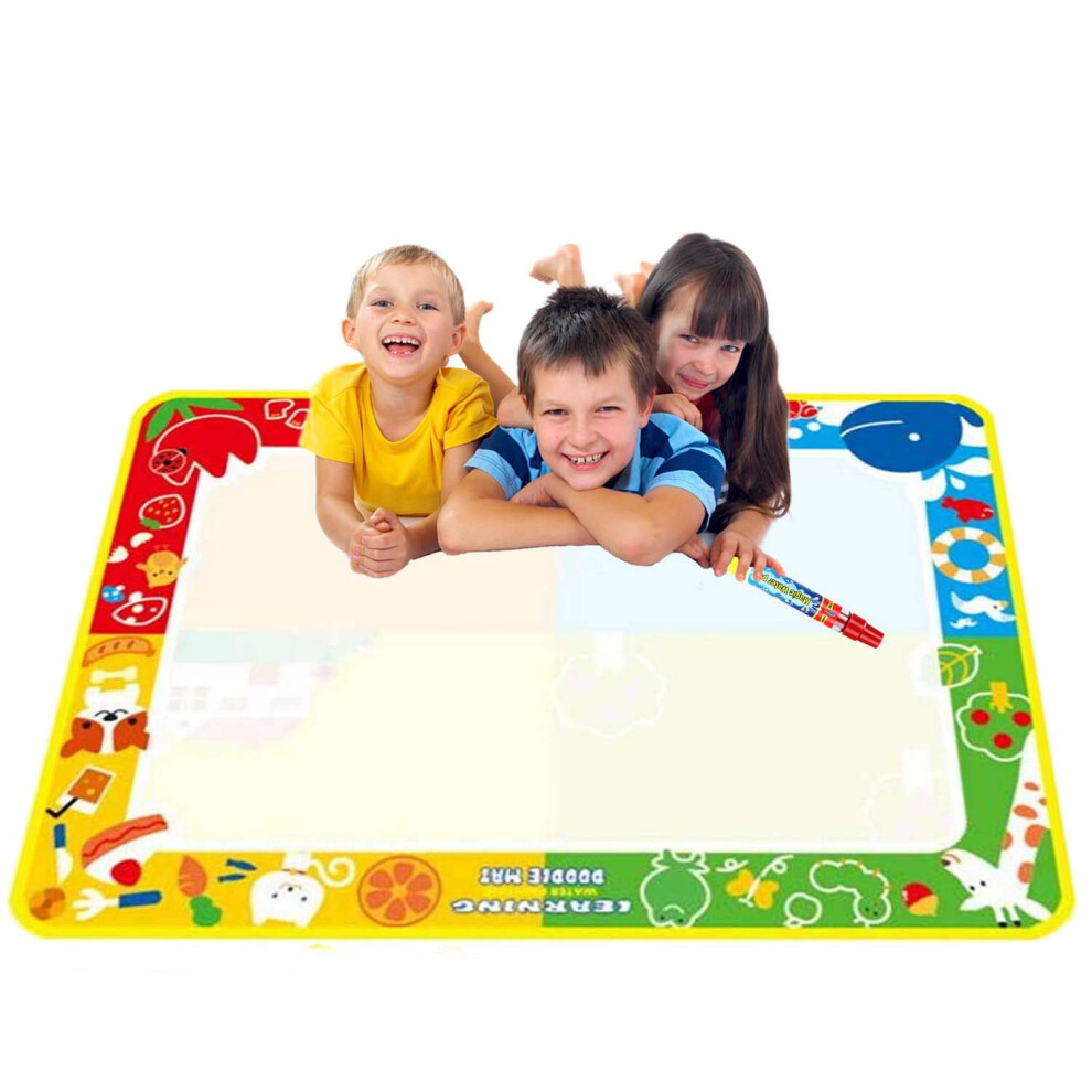 Educational Toys for Toddlers, Large 100X70cm Double-sided Water Doodle Mat, Reusable Magic Mat with Mess Free Painting, Non-toxic Water Doodle Mat fo