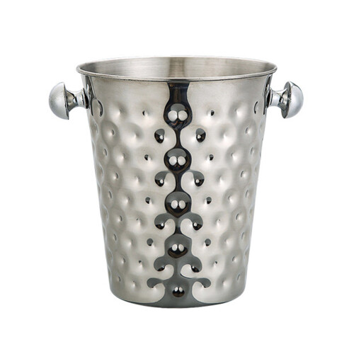 Hammer Pattern Beverage Ice Buckets Stainsless Steels-Silver