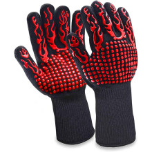 Hitzebeständige Grillhandschuhe, lange Ärmel zum Schutz der Unterarme, rutschfester Griff, Einheitsgröße, säure- und laugenbeständig, ideal zum