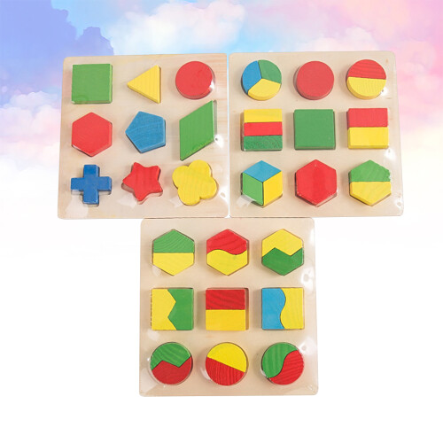 Set 3 Geometrici In Legno Educativo Per Bambini 2