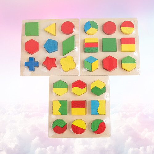 Set 3 Geometrici In Legno Educativo Per Bambini 1
