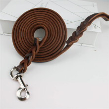 Leather Pet Leash Real Leather Braided Large Dog Leash 170cm 220cm Color 1 2 Slip Collar Training Lead